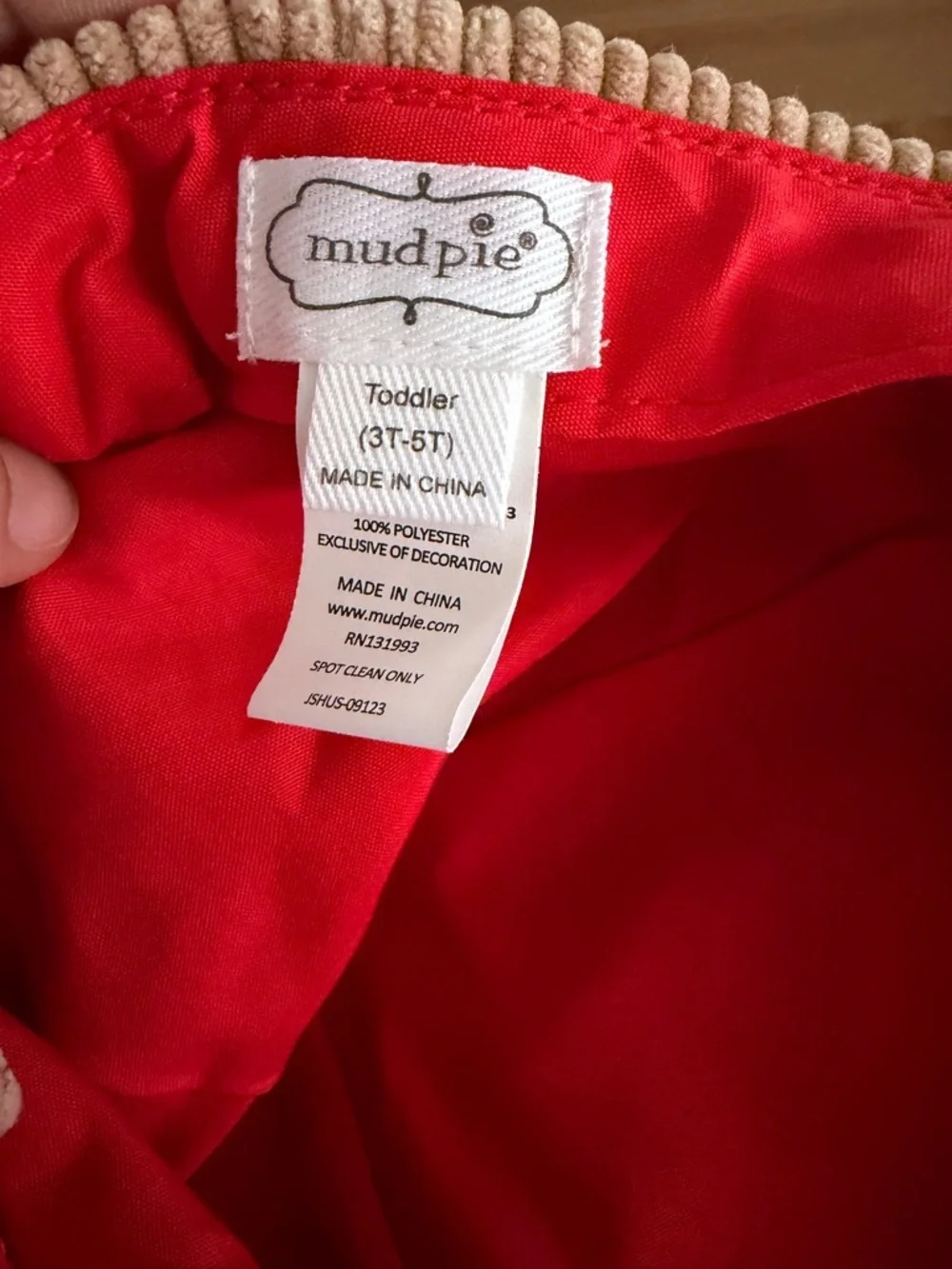 Mud Pie Tan & Red Reindeer Cap with Buffalo Plaid Brim Unisex 3T-5T